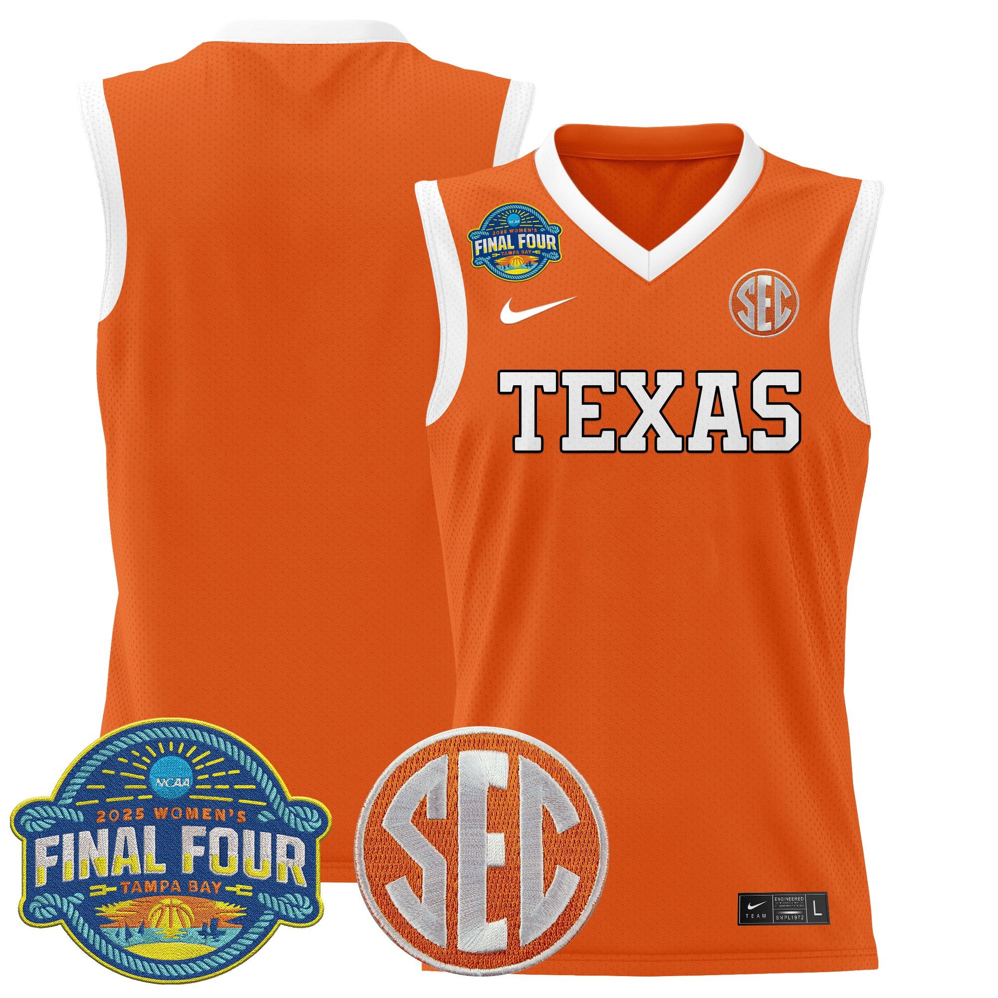 Men Texas Longhorns Blank Orange Nike 2025 Final Four Patch Lightweight Basketball NCAA Jersey->ncaa teams->NCAA Jersey